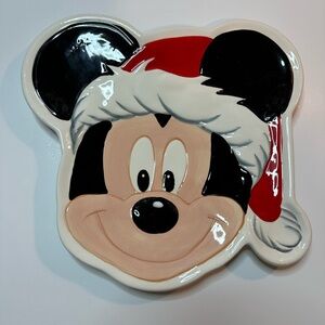 Vintage Disney Mickey Mouse Santa Christmas Plate